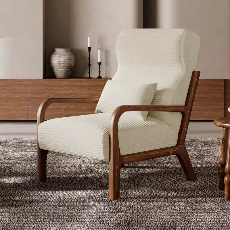 Bestier Mid Century Accent Chair Heightened Headrest with Removable Armrest Pillows,with Solid Wood Frame for Living Room, Bedroom