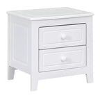 Nightstand with 2 Drawers End Table Side Table, Mid Century Retro Style, White/Walnut-HABITRIO