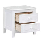 Nightstand with 2 Drawers End Table Side Table, Mid Century Retro Style, White/Walnut-HABITRIO