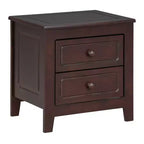 Nightstand with 2 Drawers End Table Side Table, Mid Century Retro Style, White/Walnut-HABITRIO