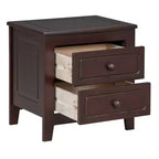 Nightstand with 2 Drawers End Table Side Table, Mid Century Retro Style, White/Walnut-HABITRIO