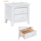 Nightstand with 2 Drawers End Table Side Table, Mid Century Retro Style, White/Walnut-HABITRIO