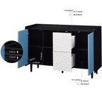 Sideboard Buffet Cabinet, Black Storage Cabinet with Red Doors , 2 Drawers with unique panel styling and 2 Open Storage Compartment