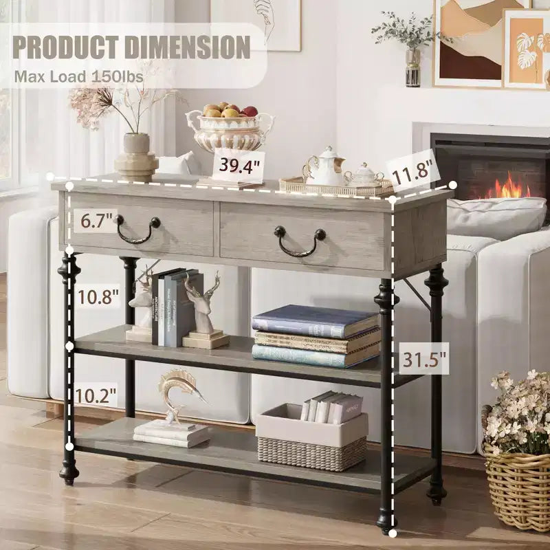 Whizmax Console Tables for Entryway, Small Entryway Table with 2 Drawers, Narrow Console Table with Storage Shelves for Living Room
