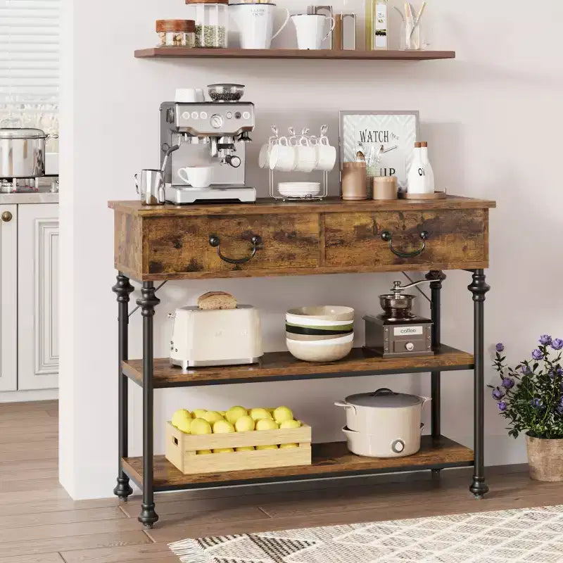 Whizmax Console Tables for Entryway, Small Entryway Table with 2 Drawers, Narrow Console Table with Storage Shelves for Living Room