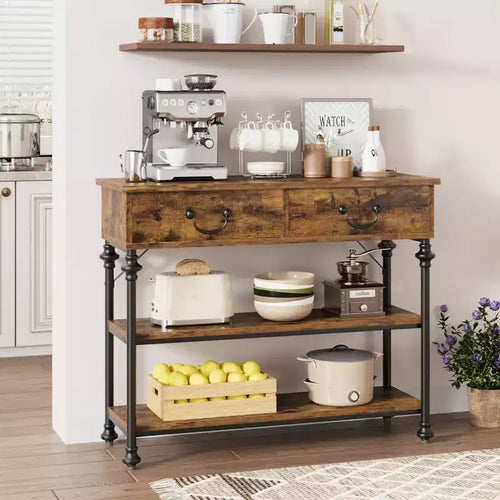 Whizmax Console Tables for Entryway, Small Entryway Table with 2 Drawers, Narrow Console Table with Storage Shelves for Living Room