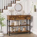 Whizmax Console Tables for Entryway, Small Entryway Table with 2 Drawers, Narrow Console Table with Storage Shelves for Living Room