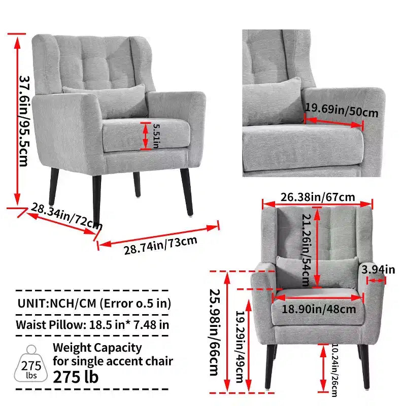 Okak Chenille/Teddy Fabric Arm Accent Chair for Bedroom,Comfy Lounge Chair for Living Room,Apartment