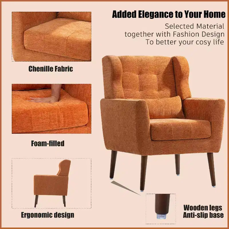 Okak Chenille/Teddy Fabric Arm Accent Chair for Bedroom,Comfy Lounge Chair for Living Room,Apartment