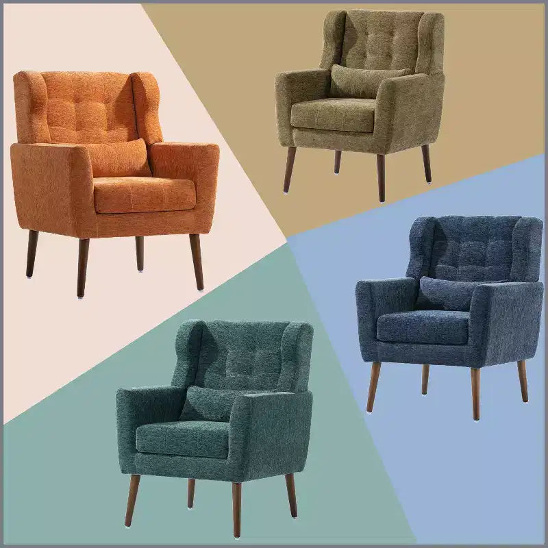 Okak Chenille/Teddy Fabric Arm Accent Chair for Bedroom,Comfy Lounge Chair for Living Room,Apartment