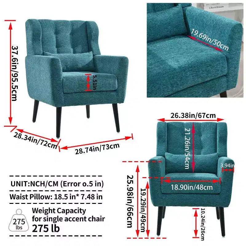 Okak Chenille/Teddy Fabric Arm Accent Chair for Bedroom,Comfy Lounge Chair for Living Room,Apartment