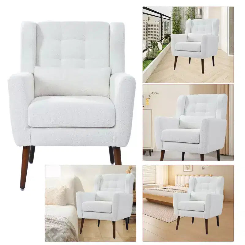 Okak Chenille/Teddy Fabric Arm Accent Chair for Bedroom,Comfy Lounge Chair for Living Room,Apartment