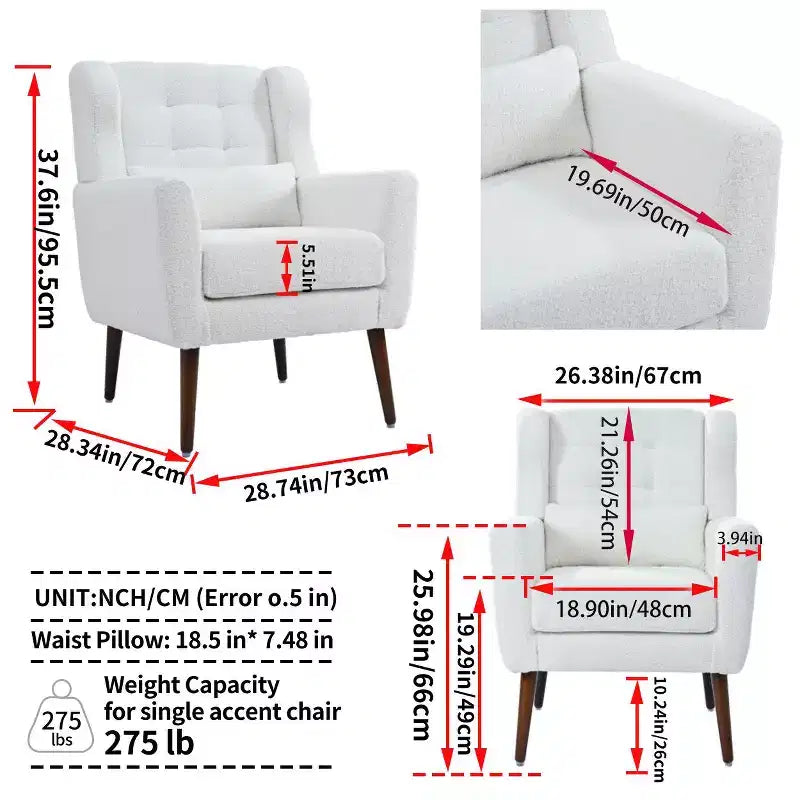 Okak Chenille/Teddy Fabric Arm Accent Chair for Bedroom,Comfy Lounge Chair for Living Room,Apartment