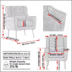 Okak Chenille/Teddy Fabric Arm Accent Chair for Bedroom,Comfy Lounge Chair for Living Room,Apartment