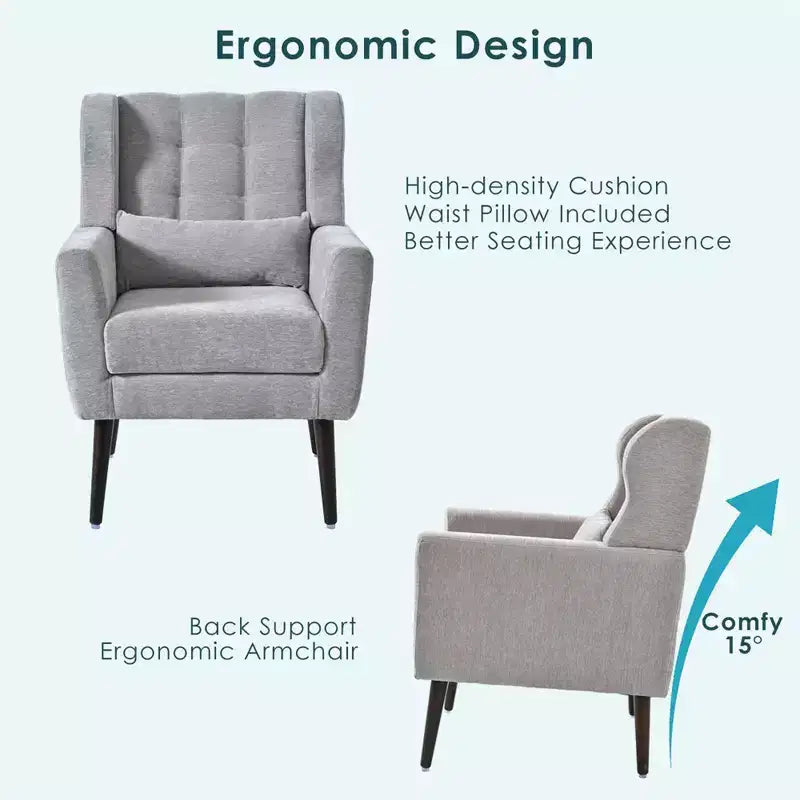 Okak Chenille/Teddy Fabric Arm Accent Chair for Bedroom,Comfy Lounge Chair for Living Room,Apartment