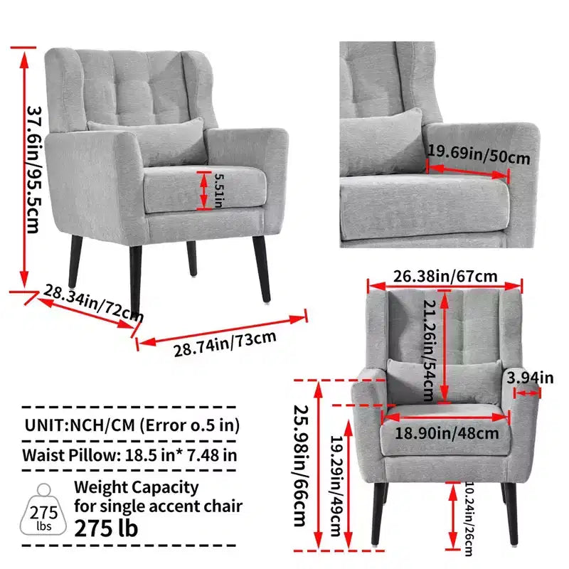 Okak Chenille/Teddy Fabric Arm Accent Chair for Bedroom,Comfy Lounge Chair for Living Room,Apartment