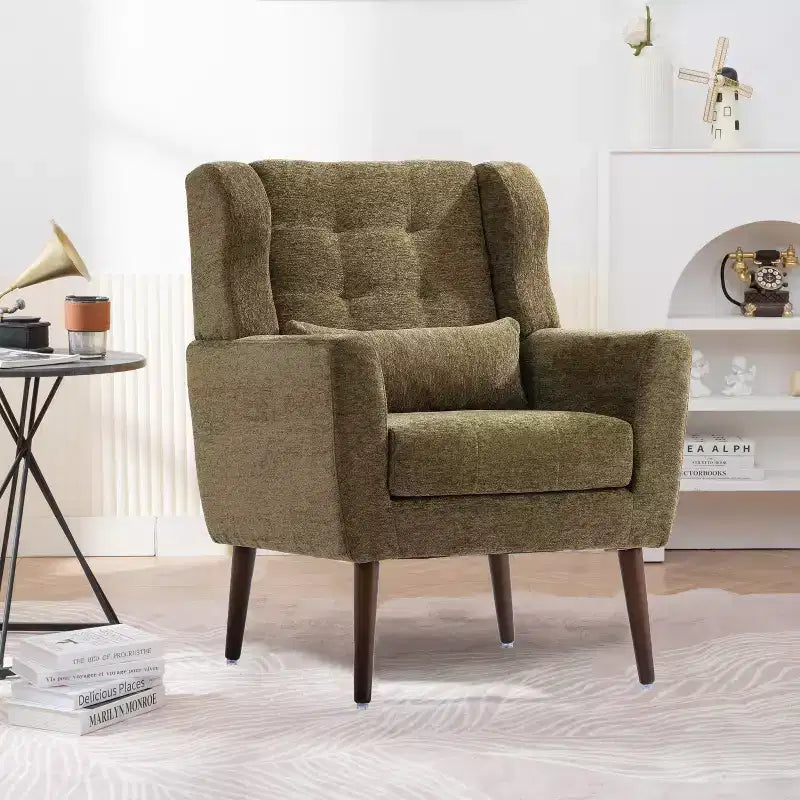 Okak Chenille/Teddy Fabric Arm Accent Chair for Bedroom,Comfy Lounge Chair for Living Room,Apartment