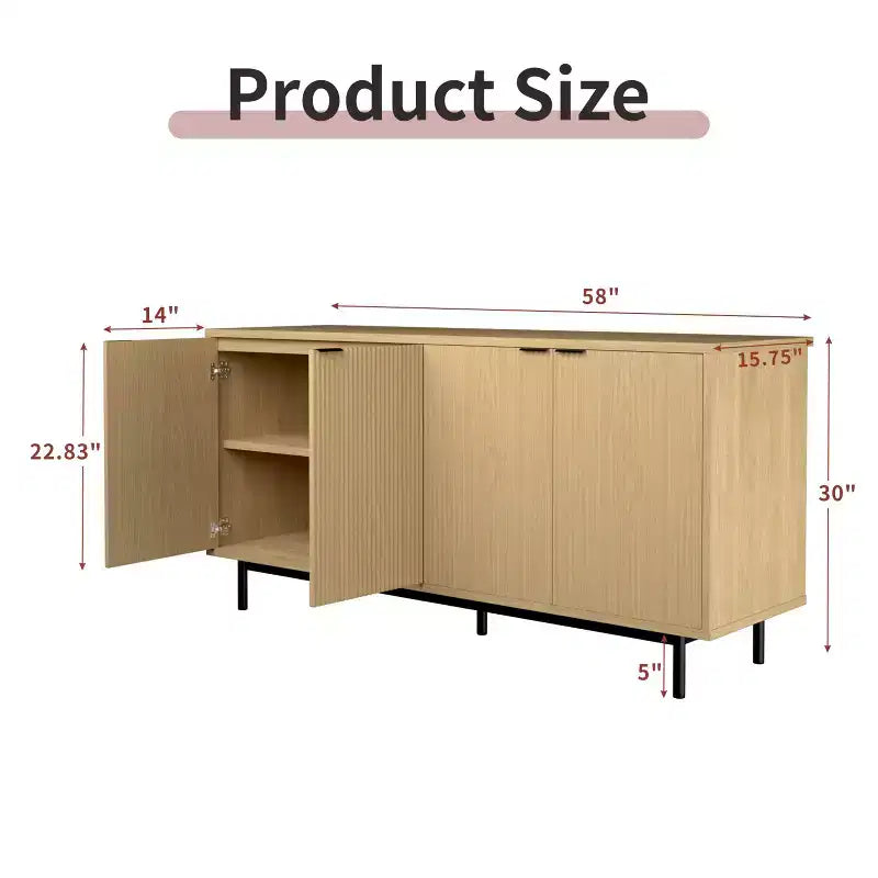 Dyonery 58 Buffet Cabinet with Storage| Mid Century Modern Cabinet with Adjustable Shelves for Dining Room & Living Room