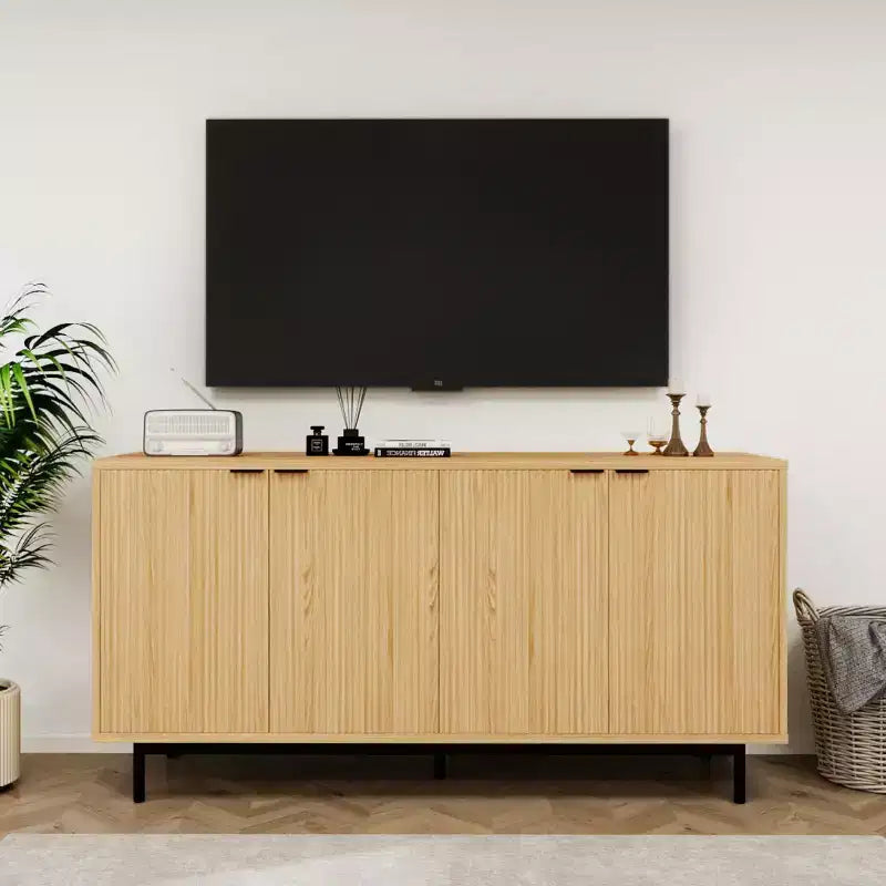 Dyonery 58 Buffet Cabinet with Storage| Mid Century Modern Cabinet with Adjustable Shelves for Dining Room & Living Room