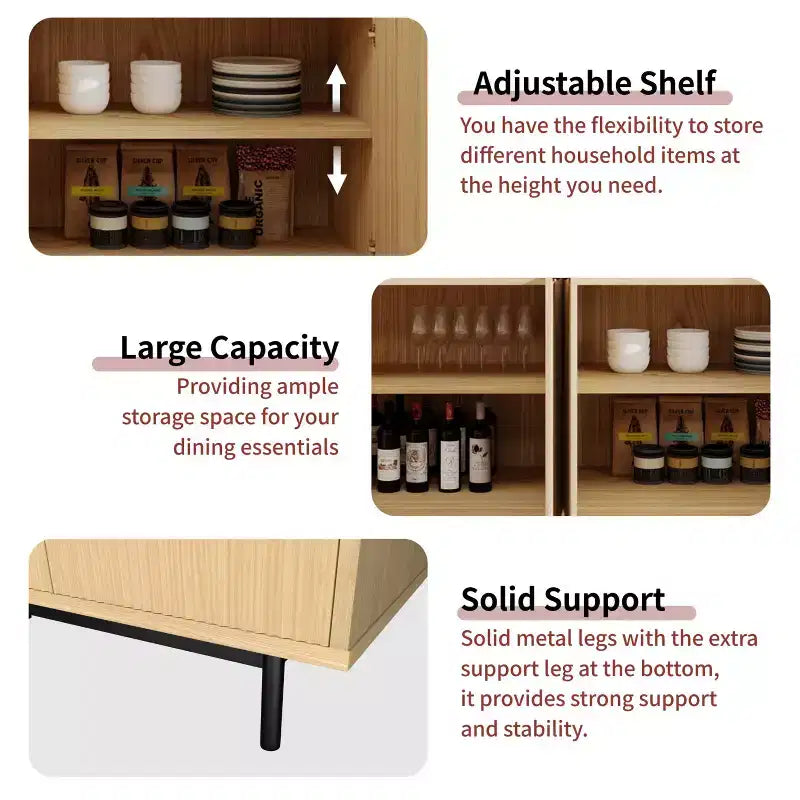 Dyonery 58 Buffet Cabinet with Storage| Mid Century Modern Cabinet with Adjustable Shelves for Dining Room & Living Room