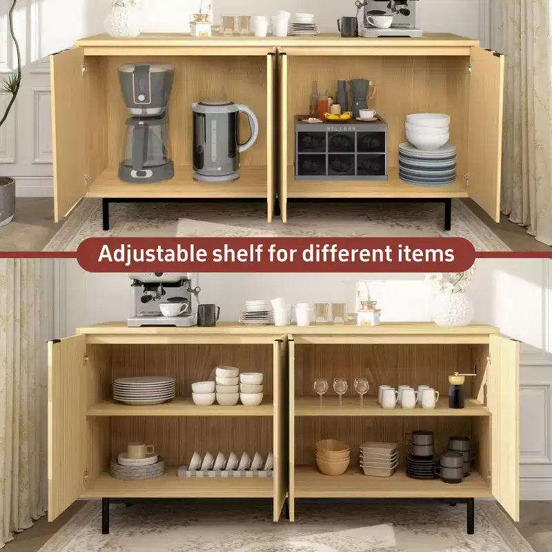 Dyonery 58 Buffet Cabinet with Storage| Mid Century Modern Cabinet with Adjustable Shelves for Dining Room & Living Room
