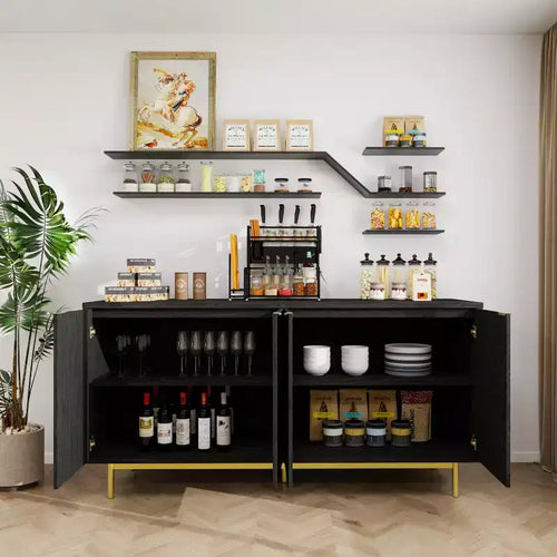 Dyonery 58 Buffet Cabinet with Storage| Mid Century Modern Cabinet with Adjustable Shelves for Dining Room & Living Room