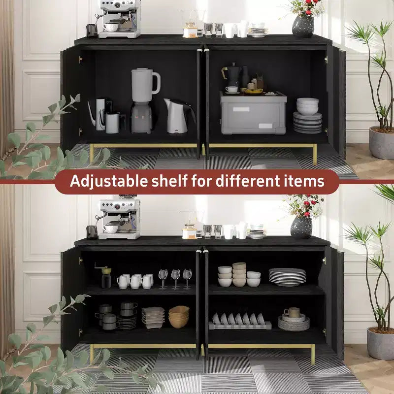 Dyonery 58 Buffet Cabinet with Storage| Mid Century Modern Cabinet with Adjustable Shelves for Dining Room & Living Room