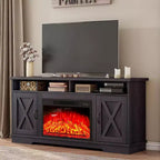 AMERLIFE 63 Farmhouse TV Stand with 26 Fireplace, for TVs up to 73 for Living Room