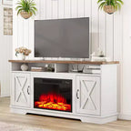 AMERLIFE 63 Farmhouse TV Stand with 26 Fireplace, for TVs up to 73 for Living Room