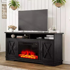 AMERLIFE 63 Farmhouse TV Stand with 26 Fireplace, for TVs up to 73 for Living Room