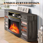 AMERLIFE 70 LED Curved Fireplace TV Stand with 36'' Electric Fireplace