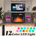 AMERLIFE 70 LED Curved Fireplace TV Stand with 36'' Electric Fireplace