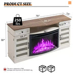 AMERLIFE 70 LED Curved Fireplace TV Stand with 36'' Electric Fireplace