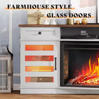 AMERLIFE 70 LED Curved Fireplace TV Stand with 36'' Electric Fireplace