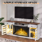 AMERLIFE 70 LED Curved Fireplace TV Stand with 36'' Electric Fireplace