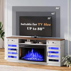 AMERLIFE 70 LED Curved Fireplace TV Stand with 36'' Electric Fireplace