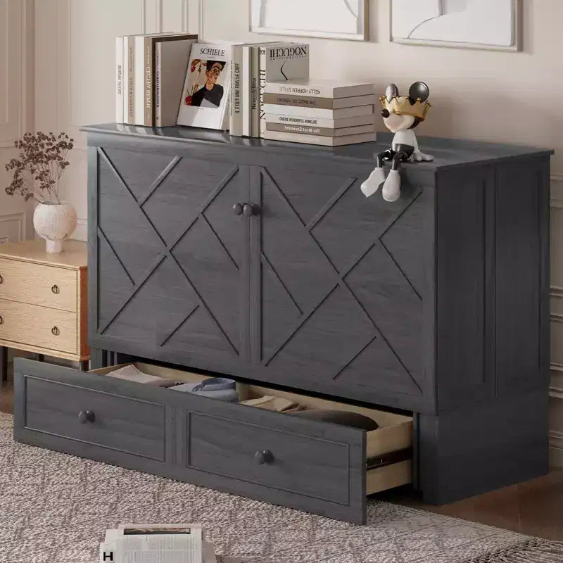 Mjkone Murphy Queen Size Bed Chest with Mattress and Storage