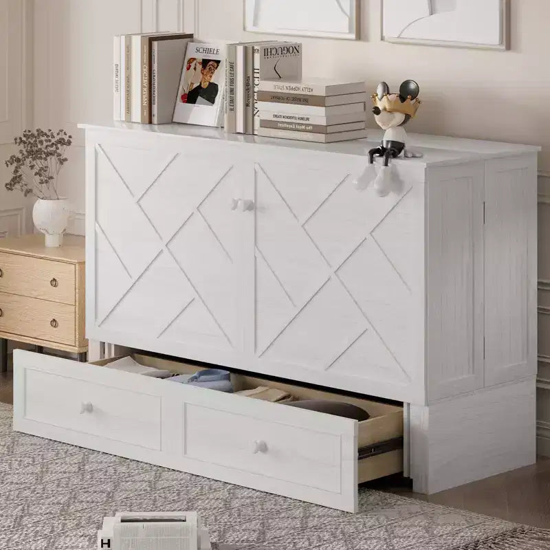 Mjkone Murphy Queen Size Bed Chest with Mattress and Storage