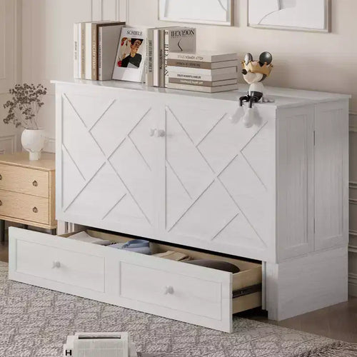 Mjkone Murphy Queen Size Bed Chest with Mattress and Storage