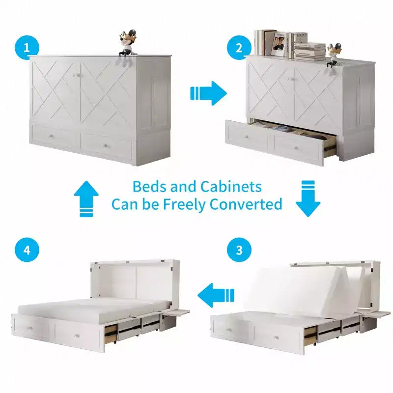 Mjkone Murphy Queen Size Bed Chest with Mattress and Storage