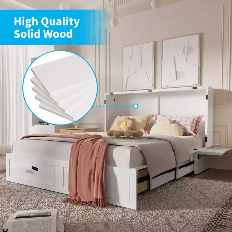 Mjkone Murphy Queen Size Bed Chest with Mattress and Storage