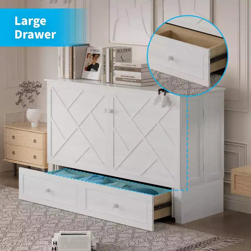 Mjkone Murphy Queen Size Bed Chest with Mattress and Storage