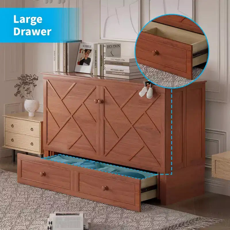 Mjkone Murphy Queen Size Bed Chest with Mattress and Storage