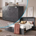 Mjkone Murphy Queen Size Bed Chest with Mattress and Storage