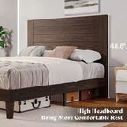 AMERLIFE Mid-Century Modern Platform Bed with 48 Headboard