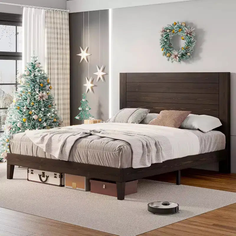 AMERLIFE Mid-Century Modern Platform Bed with 48 Headboard