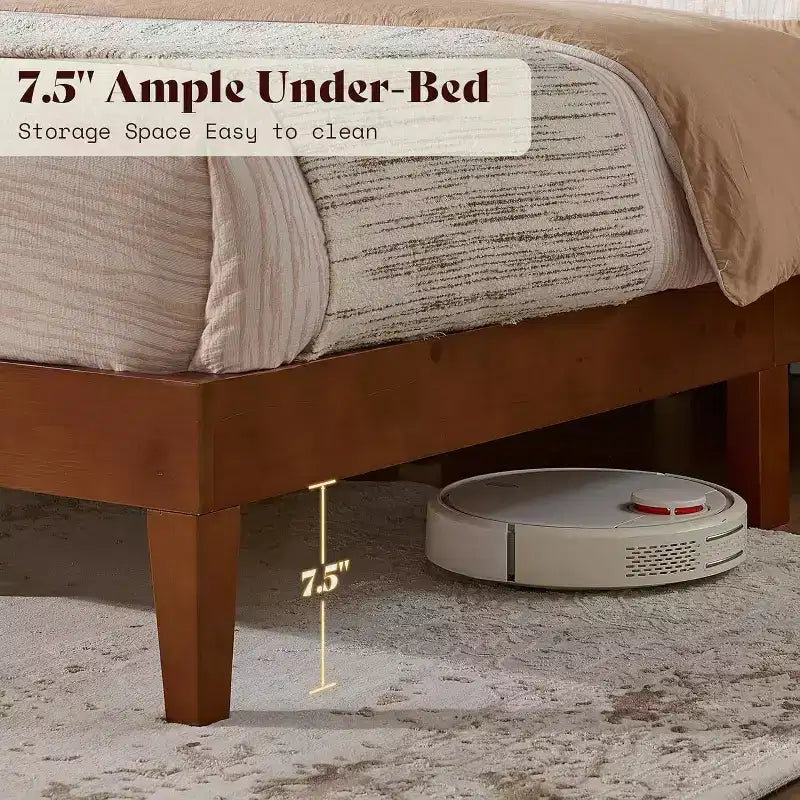 AMERLIFE Mid-Century Modern Platform Bed with 48 Headboard