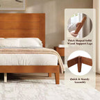 AMERLIFE Mid-Century Modern Platform Bed with 48 Headboard