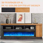 AMERLIFE 75 TV Stand with 60 Glass Electric Fireplace