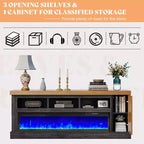 AMERLIFE 75 TV Stand with 60 Glass Electric Fireplace
